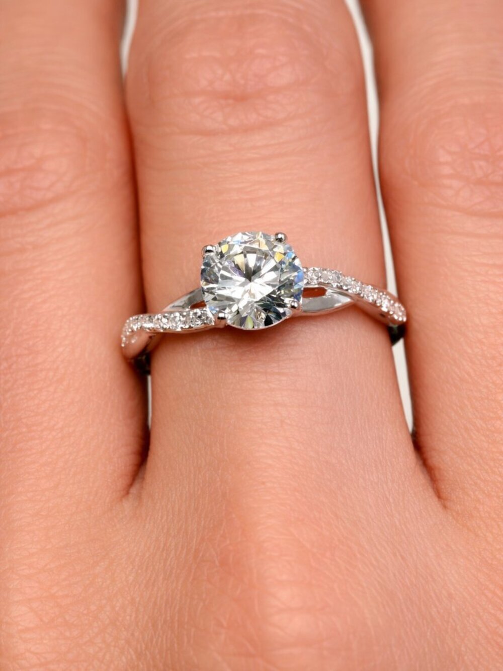 Womens Sterling Silver CZ Twist Engagement Rring Size 10 New 925 Bling